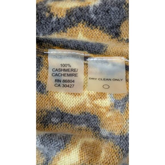 Magaschoni Womens Cashmere Sweater Cardigan L Animal Print Beaded Collar Mobwife - Picture 5 of 16